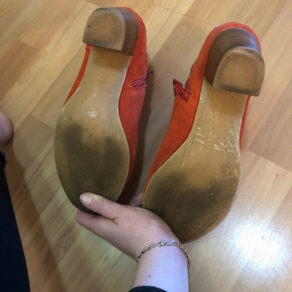 Via Spiga Orange Suede Boots, Size 8 - Picture 4 of 4